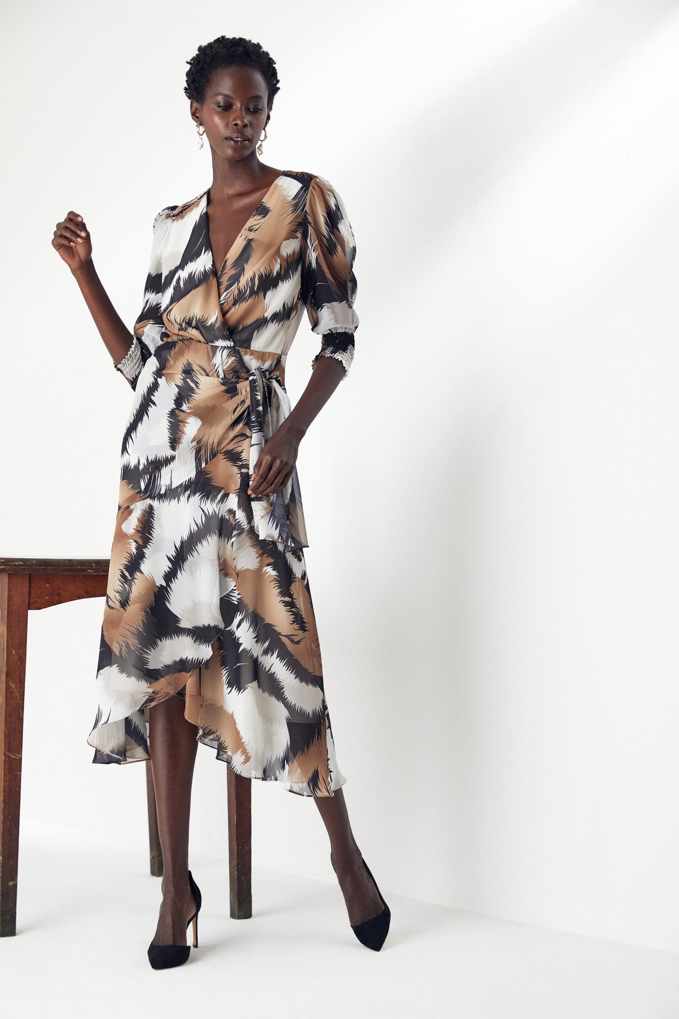 Wrap Midi Dress | Camel Dress for ...